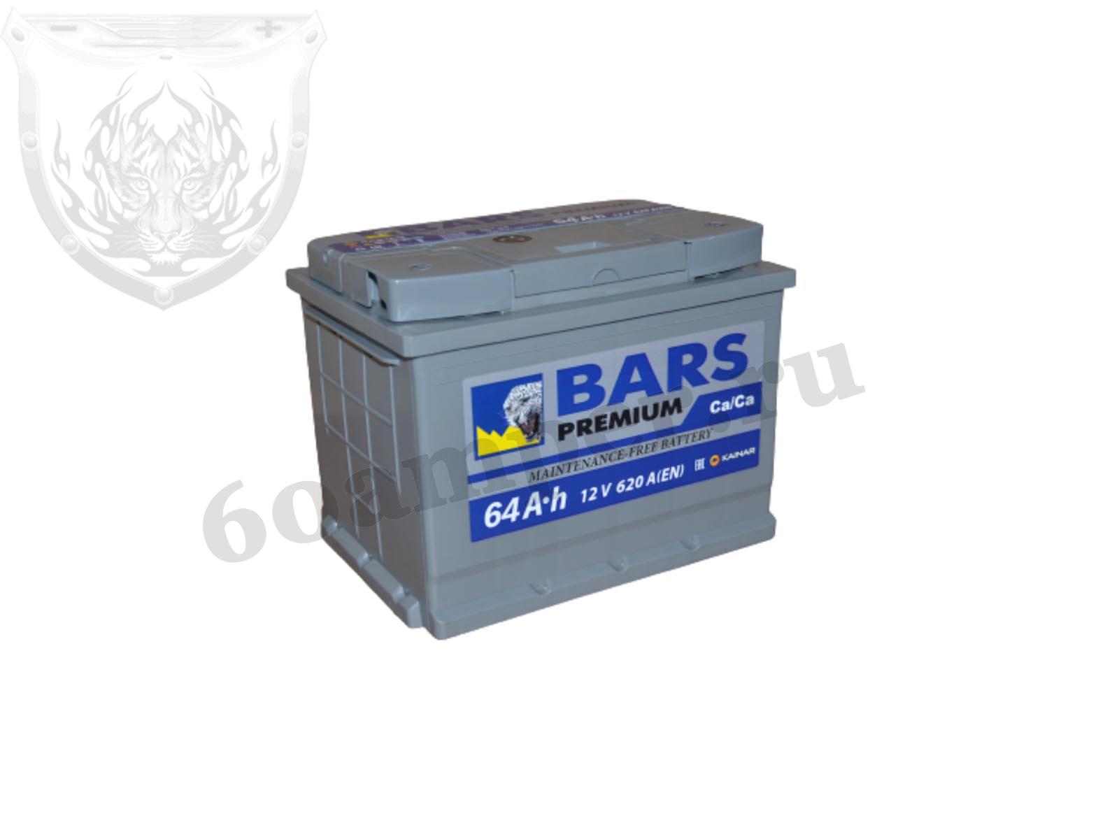 Изображение Аккумулятор BARS 64 А*ч Обратный Premium : №1