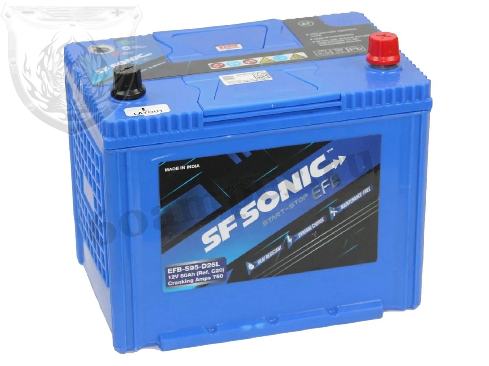 Изображение Аккумулятор SONIC 80 А*ч Обратный Азия EFB 95D26L : №1